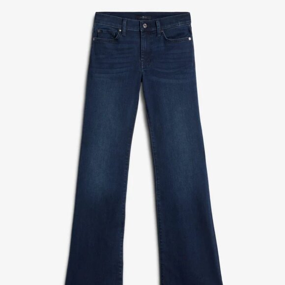 7 For All Mankind Dojo Wide Leg Trouser Jeans Size 30 Blue Black Santiago Wash - Picture 3 of 9